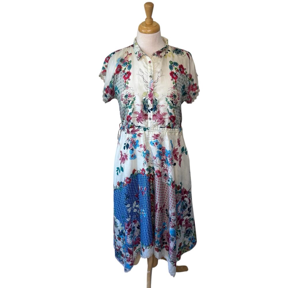 JOHNNY WASs  Lubello Parker Silk Patchwork Shirt Dress Multi Size Small - Picture 3 of 14